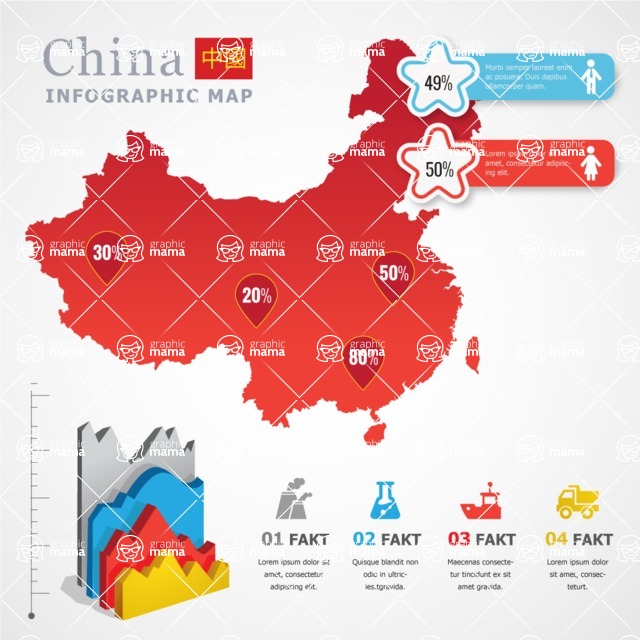 Infographic Templates Collection - Vector, Photoshop, PowerPoint, Google Slides - China Map Infographic Template